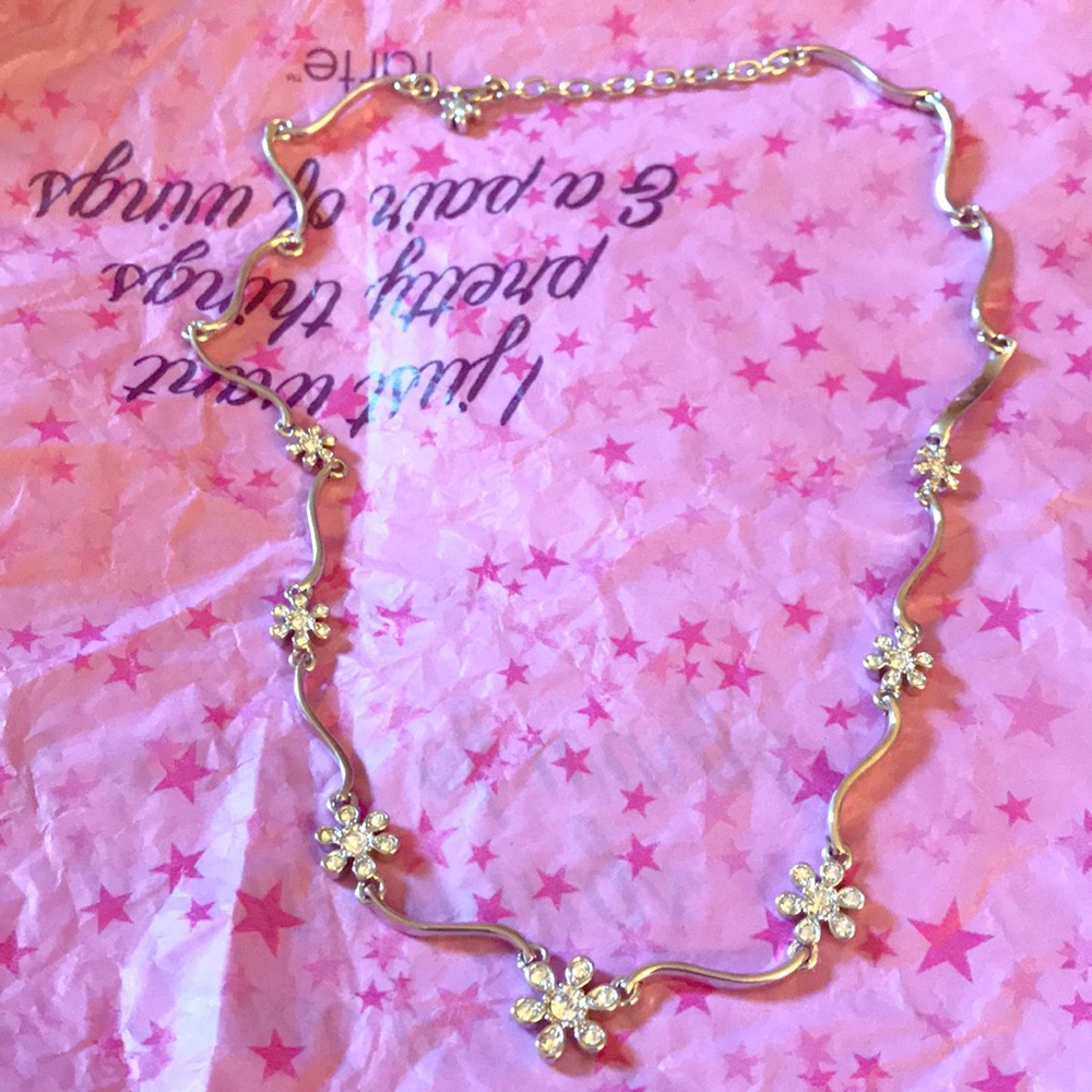 Nolan Miller silver flower necklace (15”)